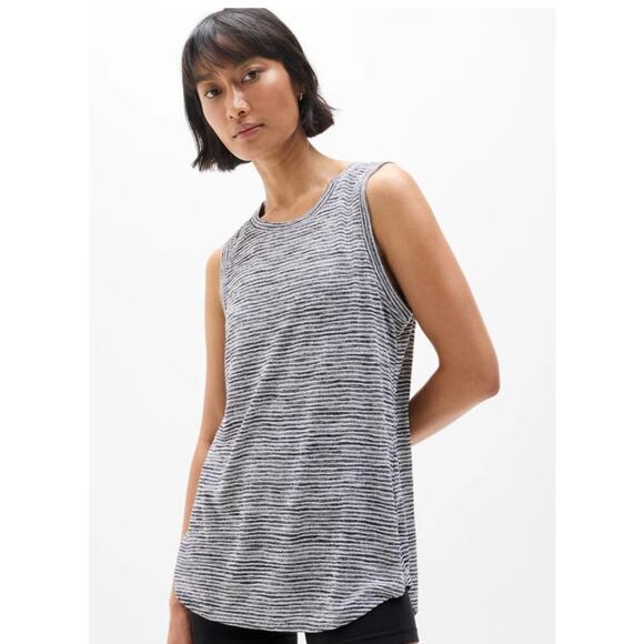 Athleta Lightweight Linen-Like Breezy Tank in Navy Stripe, S - Picture 2 of 9